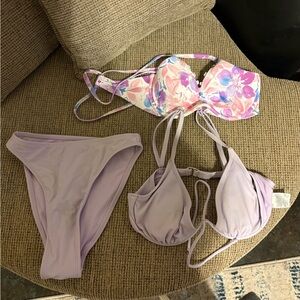 Floral and Lavender Bikini Set